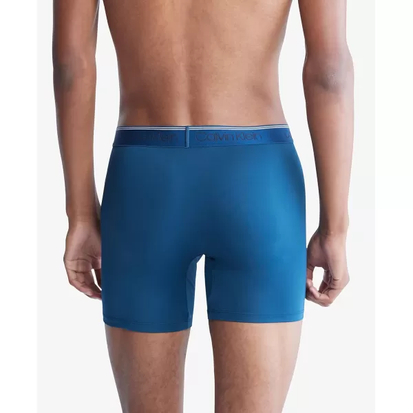 Calvin Klein Mens Micro Stretch 3Pack Boxer BriefOlive  Tapioca  Legion Blue