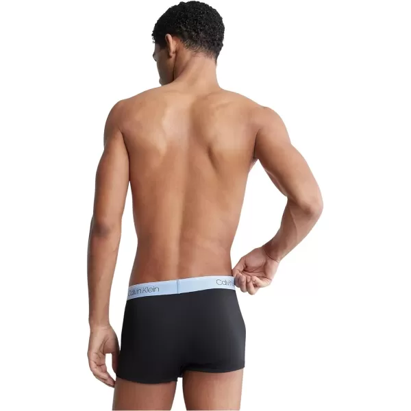 Calvin Klein Mens Micro Stretch 3Pack Low Rise TrunkBlackDark OliveDapple GreyBel Air Blue