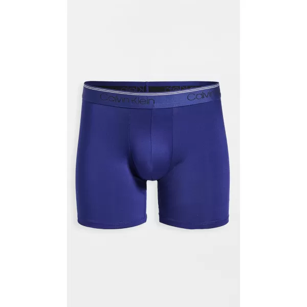 Calvin Klein Mens Microfiber Stretch 3Pack Boxer Brief3 Bayou Blue Antique Grey Durango Blue