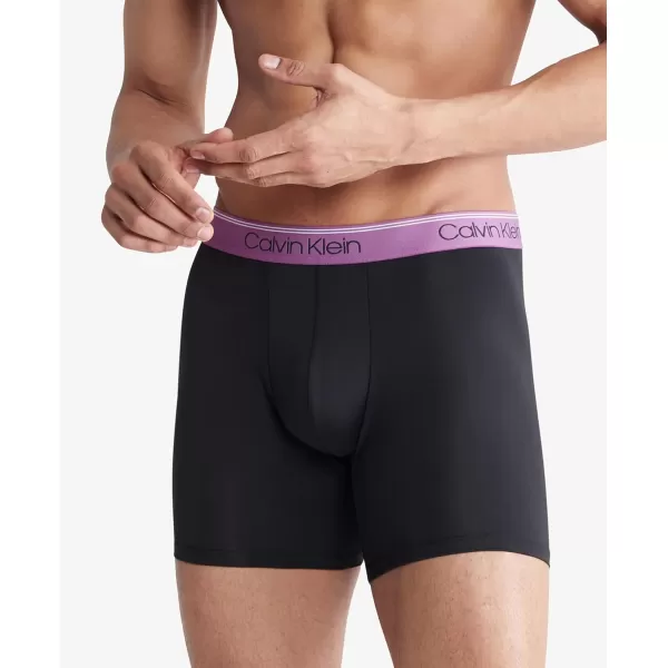 Calvin Klein Mens Microfiber Stretch 3Pack Boxer Brief3 Black Bodies W Ameythyst Silver Birch Midnight