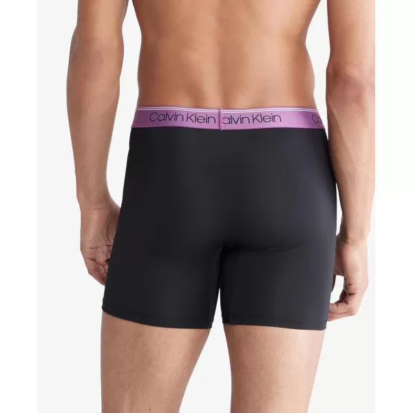 Calvin Klein Mens Microfiber Stretch 3Pack Boxer Brief3 Black Bodies W Ameythyst Silver Birch Midnight