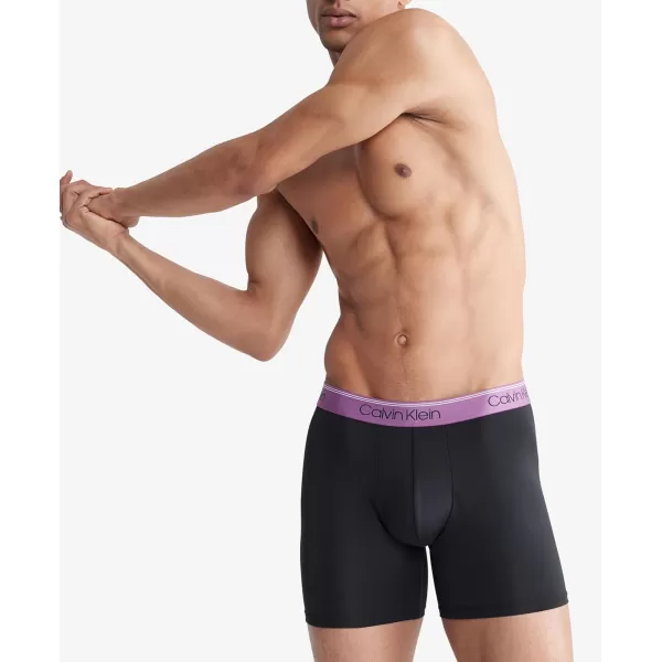 Calvin Klein Mens Microfiber Stretch 3Pack Boxer Brief3 Black Bodies W Ameythyst Silver Birch Midnight