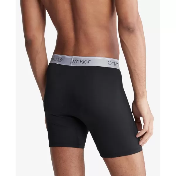 Calvin Klein Mens Microfiber Stretch 3Pack Boxer Brief3 Black Bodies W Asphalt Grey Mudstone Acid Orange