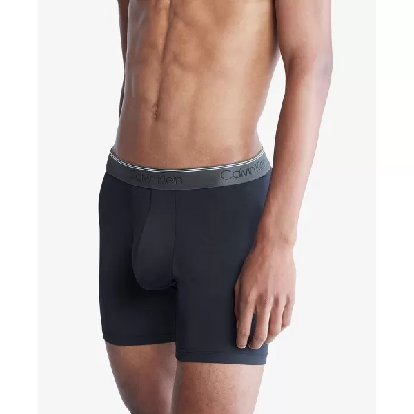 Calvin Klein Mens Microfiber Stretch 3Pack Boxer Brief3 Black Bodies W Olive Tapioca Legion Blue Wbs