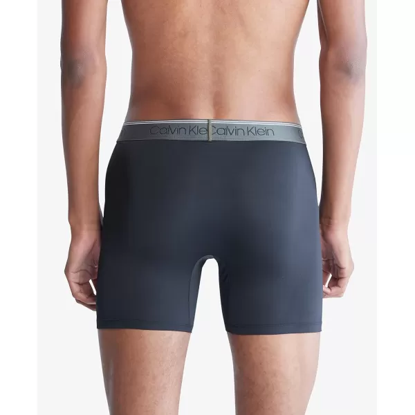 Calvin Klein Mens Microfiber Stretch 3Pack Boxer Brief3 Black Bodies W Olive Tapioca Legion Blue Wbs