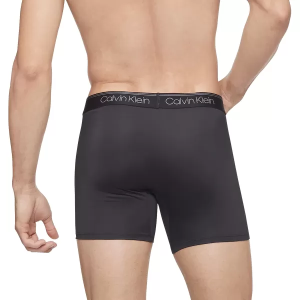 Calvin Klein Mens Microfiber Stretch 3Pack Boxer Brief3 Black Red Convoy