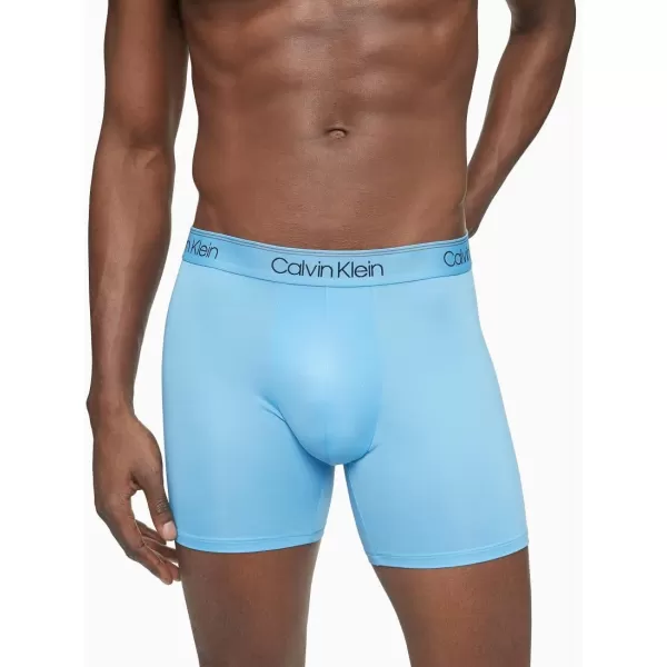 Calvin Klein Mens Microfiber Stretch 3Pack Boxer Brief3 New Navy Artesian Blue Blue Paradise