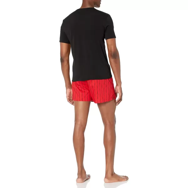 Calvin Klein Mens Modern Cotton Holiday TShirt and Boxer SetBlack Top Linear Stripe Logo Exact Bottom