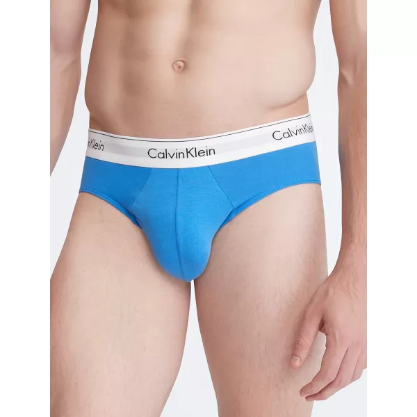 Calvin Klein Mens Modern Cotton Stretch 3Pack Hip BriefBlack Palace Blue Vanilla Ice