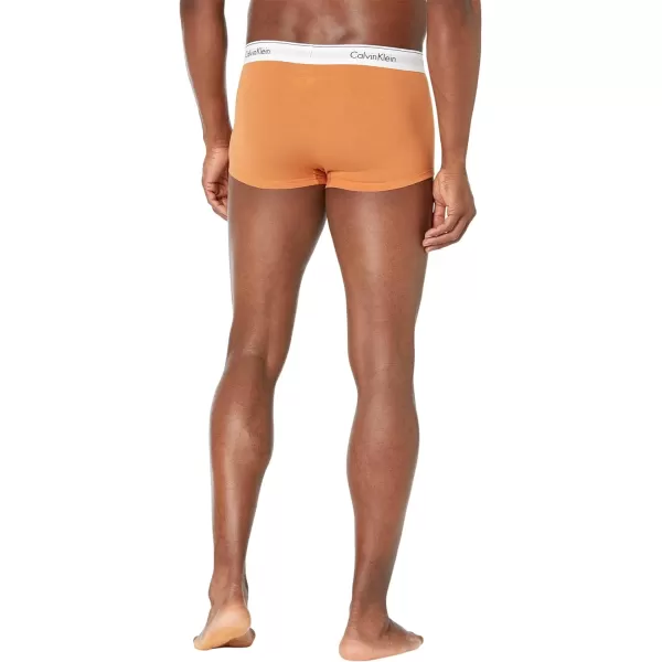 Calvin Klein Mens Modern Cotton Stretch 3Pack Low Rise TrunkAcid OrangeHoney BrownBlack