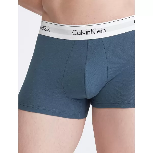 Calvin Klein Mens Modern Cotton Stretch 3Pack Low Rise TrunkGrey Heather Blue Edge Fuschia Berry