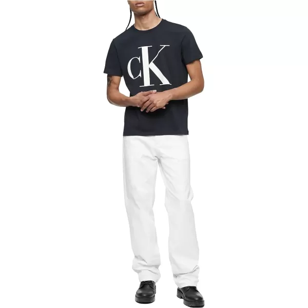 Calvin Klein Mens Monogram Ck Jeans Crewneck TShirtBlack Beauty