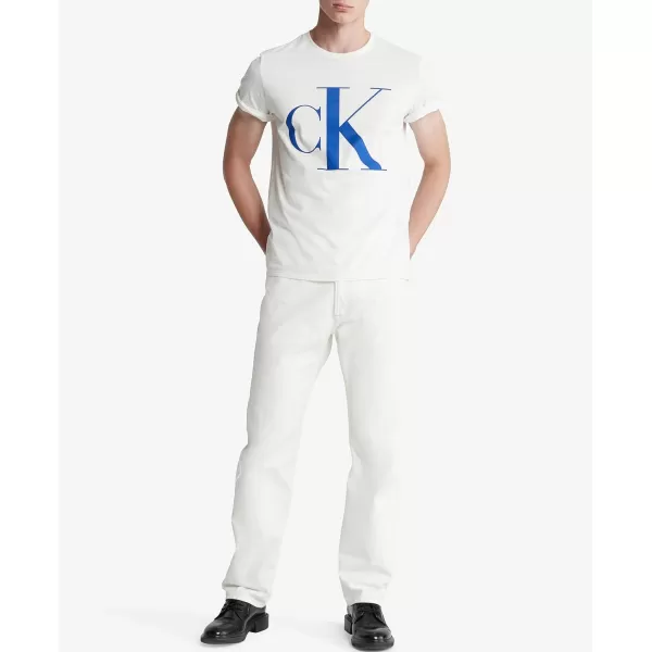 Calvin Klein Mens Monogram Ck Jeans Crewneck TShirtEgret