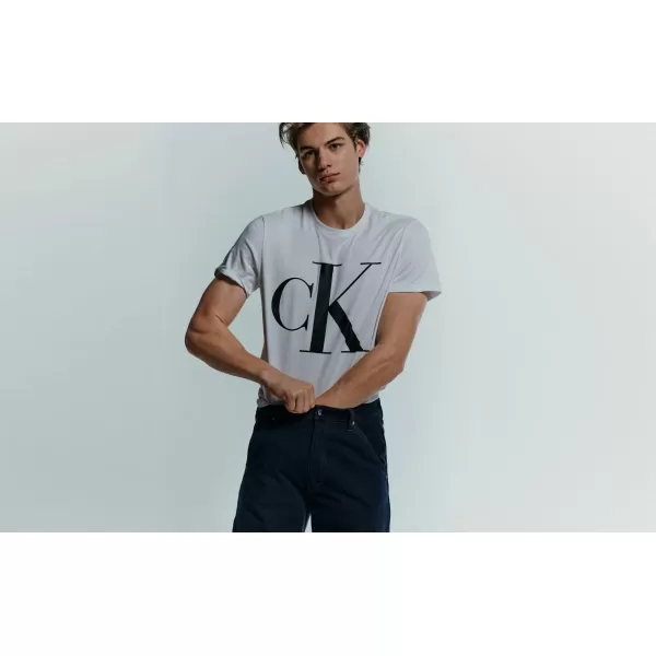 Calvin Klein Mens Monogram Ck Jeans Crewneck TShirtEgret