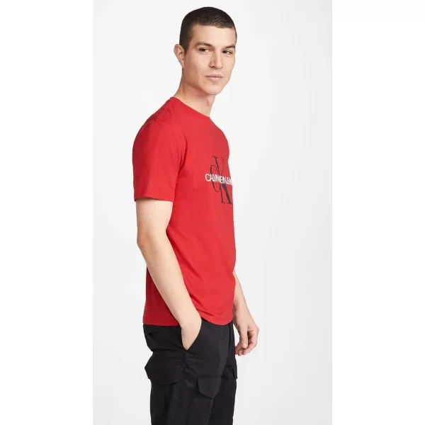 Calvin Klein Mens Monogram Ck Jeans Crewneck TShirtTango Red Unbox