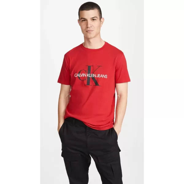 Calvin Klein Mens Monogram Ck Jeans Crewneck TShirtTango Red Unbox