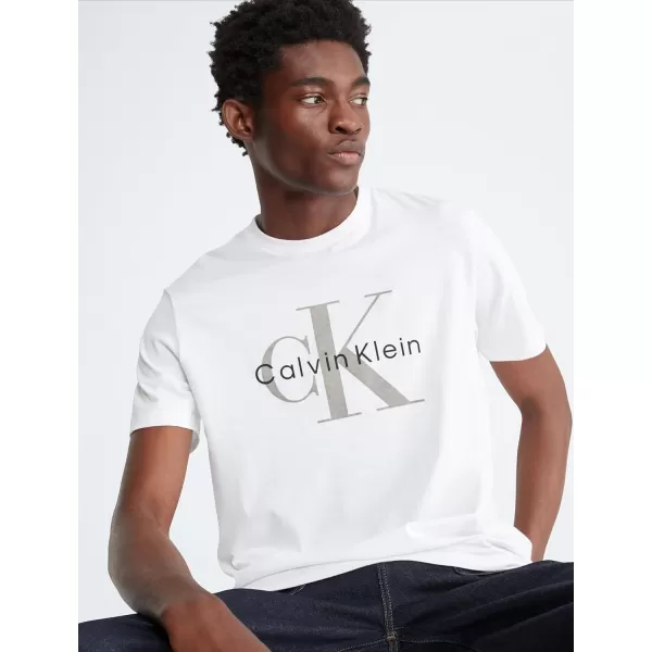 Calvin Klein Mens Monogram Logo Crewneck TShirtBrilliant White