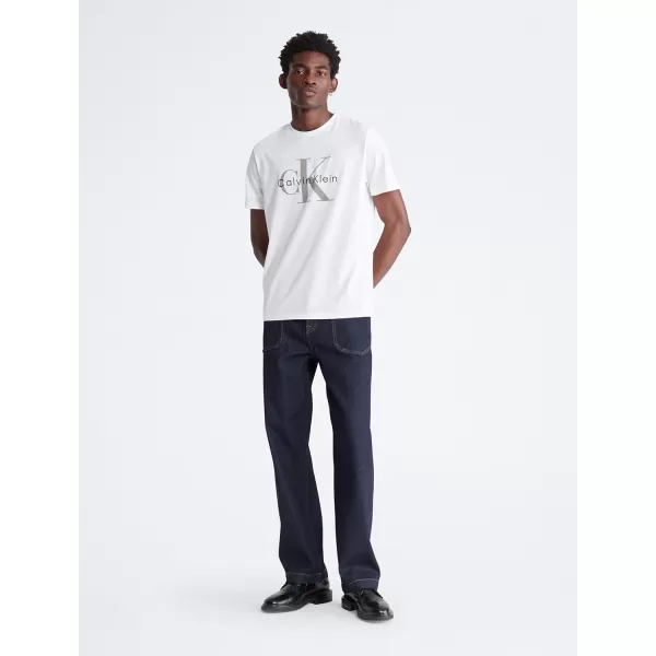 Calvin Klein Mens Monogram Logo Crewneck TShirtBrilliant White
