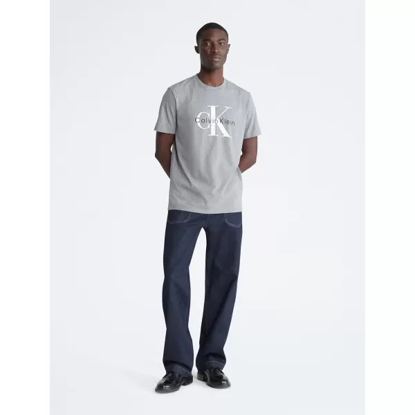 Calvin Klein Mens Monogram Logo Crewneck TShirtMedium Grey Hea