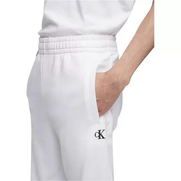 Calvin Klein Mens Monogram Logo Fleece JoggersBrilliant White