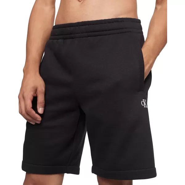 Calvin Klein Mens Monogram Logo Fleece ShortsBlack Beauty