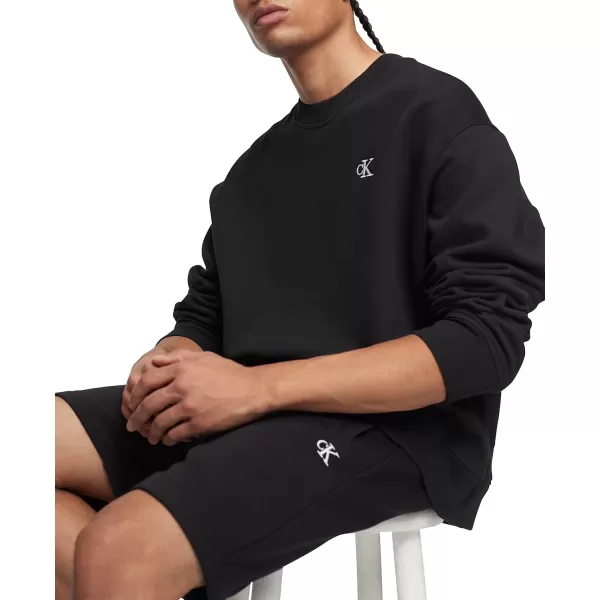 Calvin Klein Mens Monogram Logo Fleece ShortsBlack Beauty