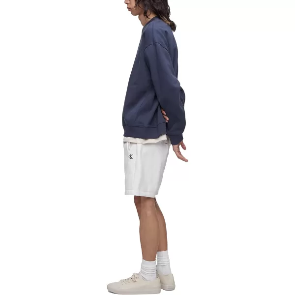 Calvin Klein Mens Monogram Logo Fleece ShortsBrilliant White