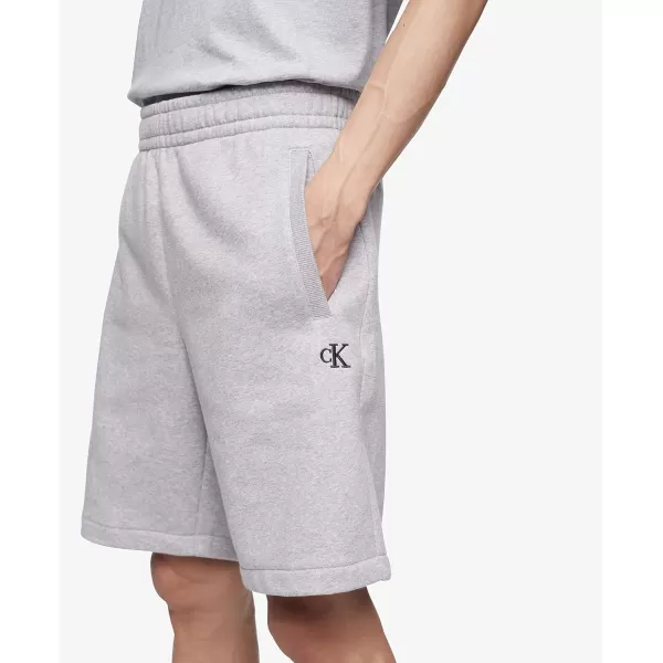 Calvin Klein Mens Monogram Logo Fleece ShortsHeroic Grey Heather