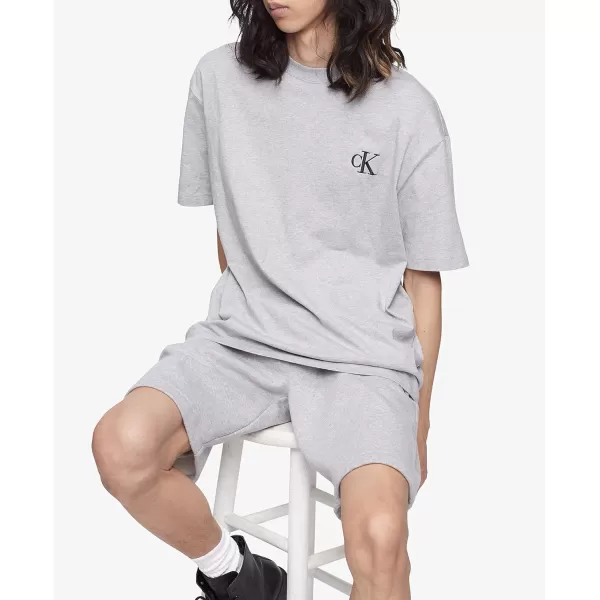 Calvin Klein Mens Monogram Logo Fleece ShortsHeroic Grey Heather