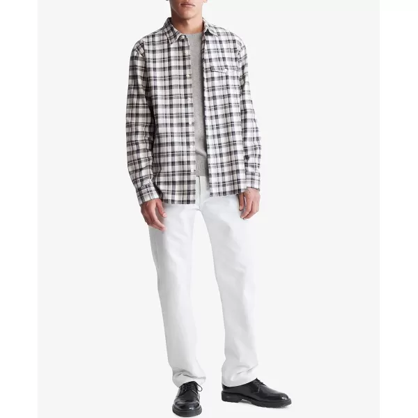 Calvin Klein Mens Plaid Pocket ButtonDown Easy ShirtSilver Cloud