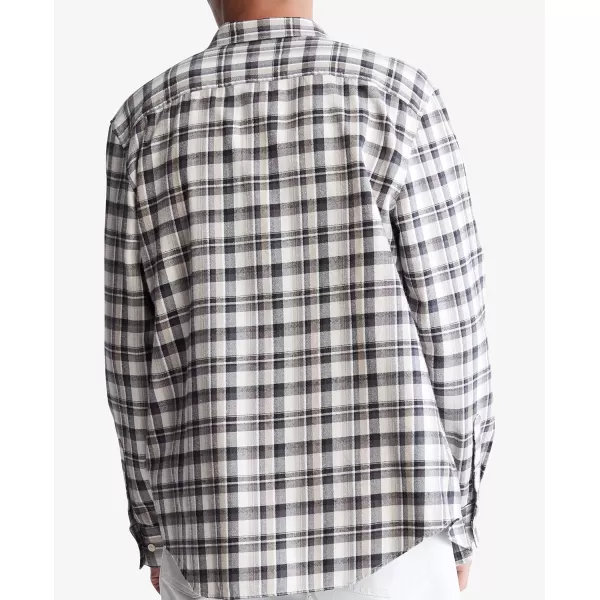 Calvin Klein Mens Plaid Pocket ButtonDown Easy ShirtSilver Cloud