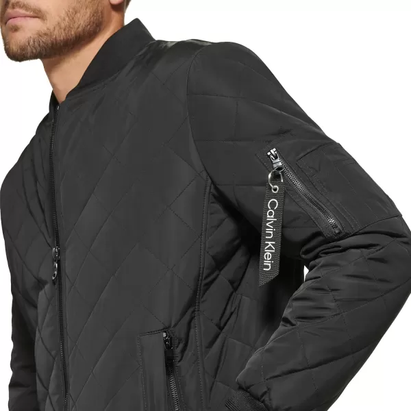 Calvin Klein Mens Quilted Zipper Detail Flight JacketBlack