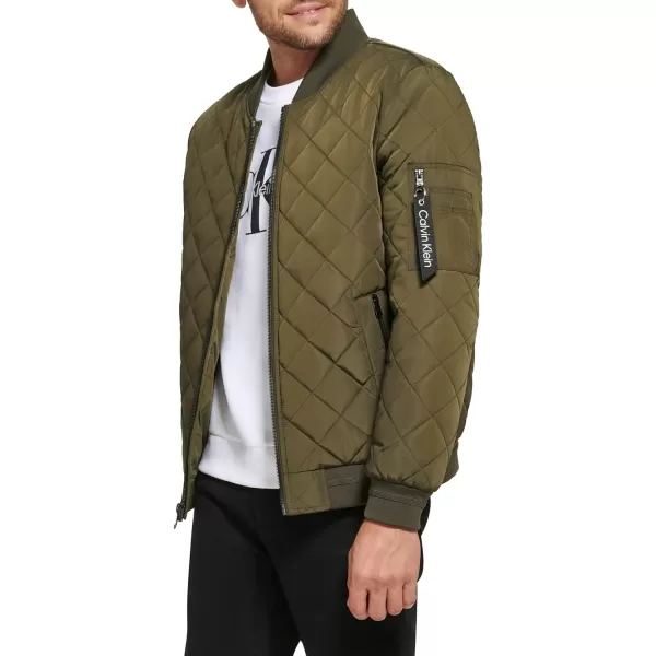 Calvin Klein Mens Quilted Zipper Detail Flight JacketOlivine