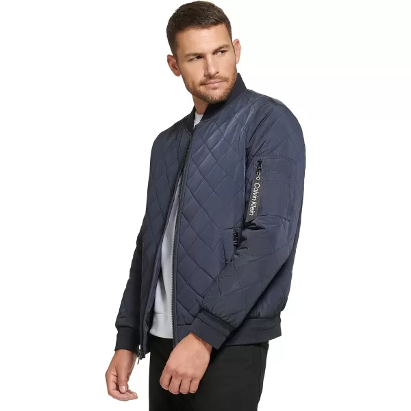 Calvin Klein Mens Quilted Zipper Detail Flight JacketTrue Navy