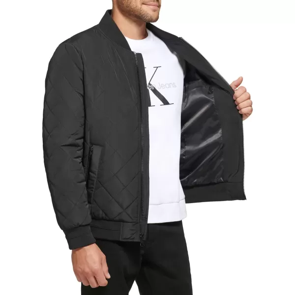 Calvin Klein Mens Quilted Zipper Detail Flight JacketUltra Black