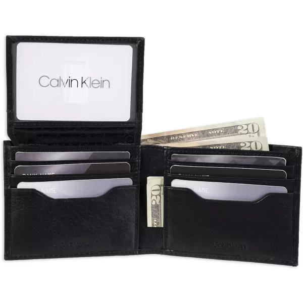 Calvin Klein Mens RFID Leather Minimalist Bifold WalletBlack Passcase Individual Wallet