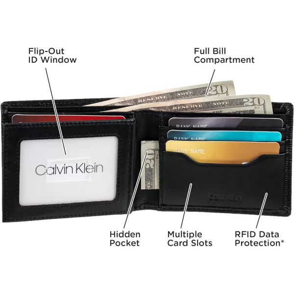 Calvin Klein Mens RFID Leather Minimalist Bifold WalletBlack Slimfold Individual Wallet