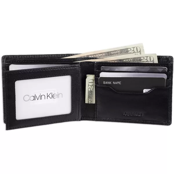 Calvin Klein Mens RFID Leather Minimalist Bifold WalletBlack Slimfold Individual Wallet