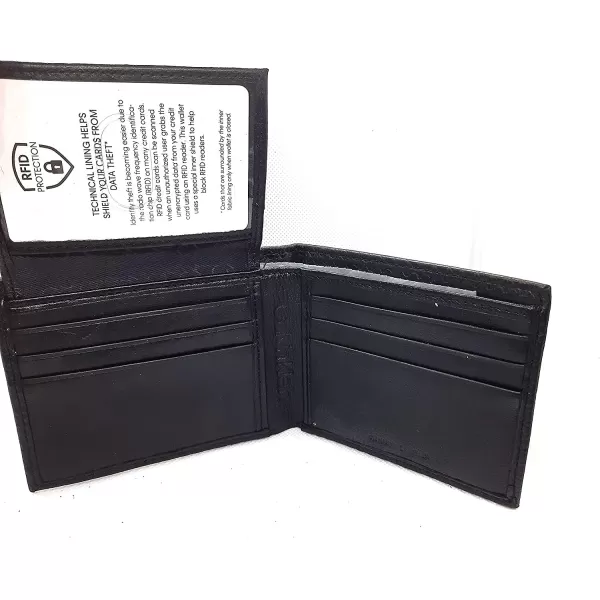 Calvin Klein Mens RFID Leather Minimalist Bifold WalletBlackBlack Solid