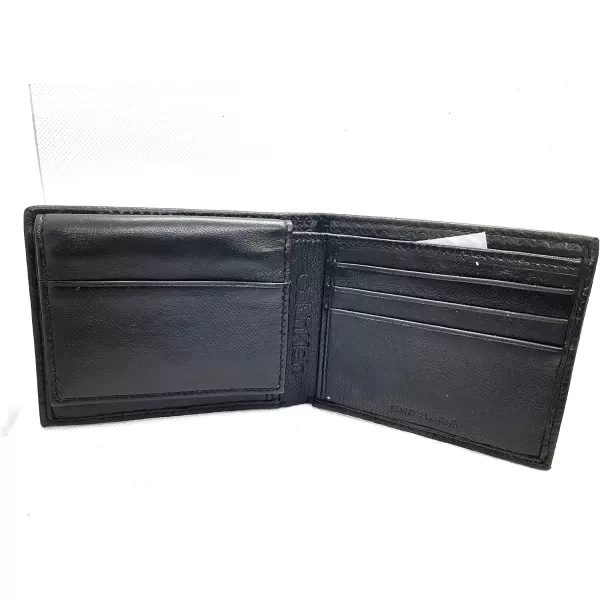 Calvin Klein Mens RFID Leather Minimalist Bifold WalletBlackBlack Solid