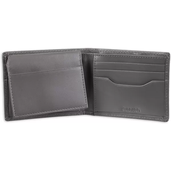 Calvin Klein Mens RFID Leather Minimalist Bifold WalletGrey Passcase Individual Wallet