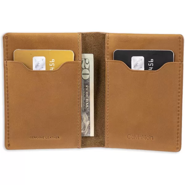 Calvin Klein Mens RFID Leather Minimalist Bifold WalletTan Duofold Individual Wallet