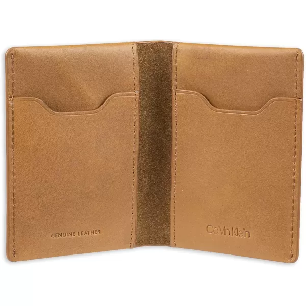 Calvin Klein Mens RFID Leather Minimalist Bifold WalletTan Duofold Individual Wallet