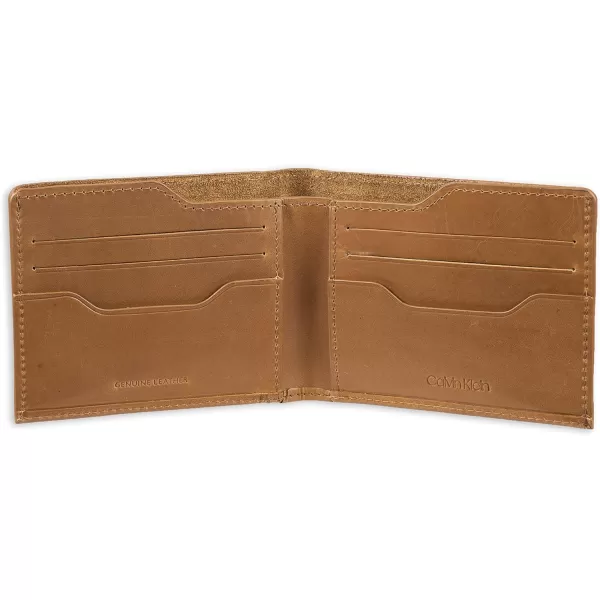 Calvin Klein Mens RFID Leather Minimalist Bifold WalletTan Slimfold Individual Wallet