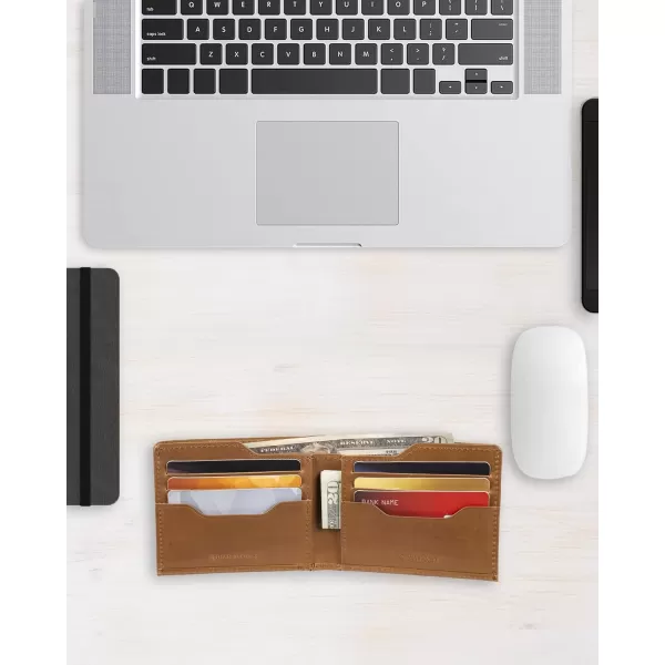 Calvin Klein Mens RFID Leather Minimalist Bifold WalletTan Slimfold Individual Wallet