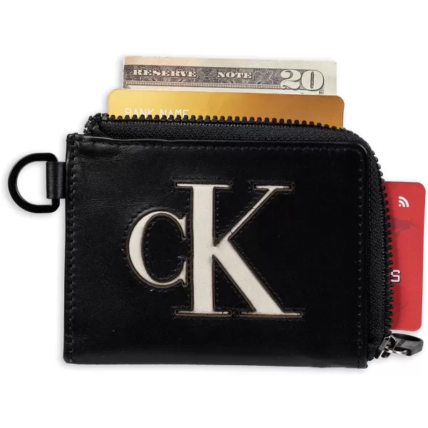 Calvin Klein Mens RFID Leather Slim Minimalist Card Case Wallet and Wallet SetsBlack Half Zip Individual Wallet