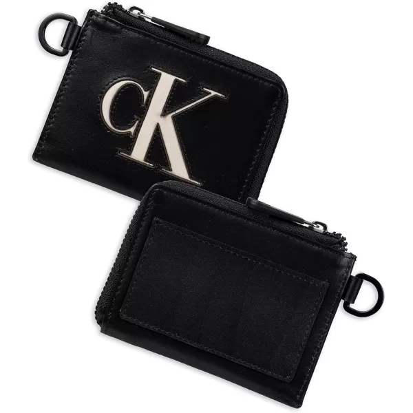 Calvin Klein Mens RFID Leather Slim Minimalist Card Case Wallet and Wallet SetsBlack Half Zip Individual Wallet