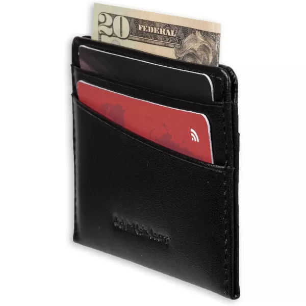 Calvin Klein Mens RFID Leather Slim Minimalist Card Case Wallet and Wallet SetsClassic Black Individual Wallet