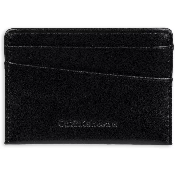 Calvin Klein Mens RFID Leather Slim Minimalist Card Case Wallet and Wallet SetsClassic Black Individual Wallet