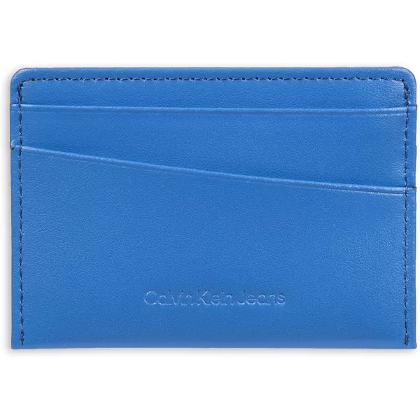 Calvin Klein Mens RFID Leather Slim Minimalist Card Case Wallet and Wallet SetsClassic Blue Individual Wallet